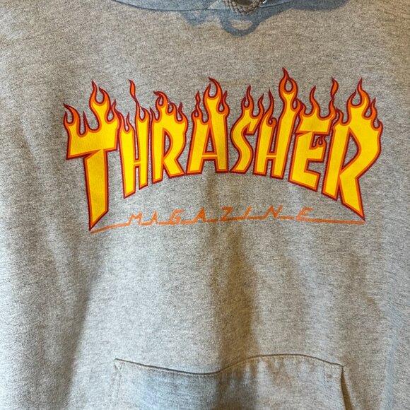 Vintage Thrasher Magazine Skater Hoodie Mens Small Gray Sweatshirt Skateboard - Picture 2 of 6